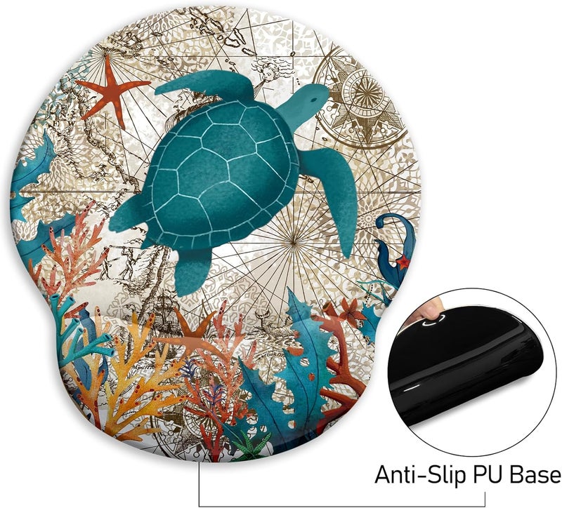 Blusabaca Ergonomic Mouse Pad with Wrist Rest, Sea Turtle Mouse Pads Wrist Support for Desk, Cute Gaming Mousepad for Wireless Mouse Laptop Computer Work Home Desk Accessories Office Supplies Decor - Image 5